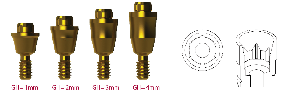 DAS Multi-Unit abutment rovný, gingivální výška 1 mm